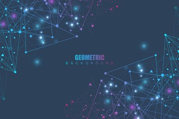 Scientific brochure design template. Vector flyer layout, Molecular structure with connected lines and dots. Scientific pattern atom DNA with elements for magazine, leaflet, cover, poster design