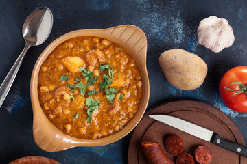 Chickpea stew with chorizo and potatoes