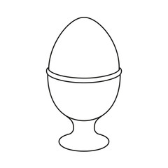 Line art black and white egg cup