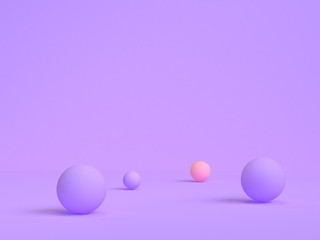 Purple geometric shape scene minimal style 3d rendering.