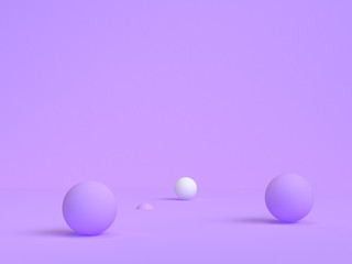 Purple geometric shape scene minimal style 3d rendering.