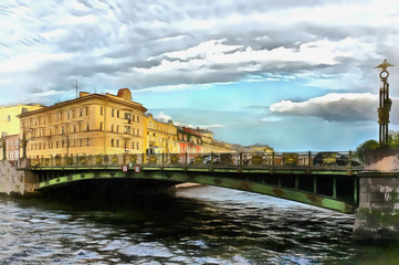 Panteleimon bridge over the Fontanka River in Peterburg
