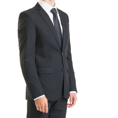 Businessman in suit isolated on white. Close-up of man in formalwear.