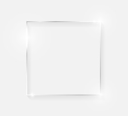 Silver shiny glowing vintage frame with shadows isolated on white background. White gold luxury realistic border. Wedding, mothers or Valentines day concept. Xmas and New Year abstract. Vector