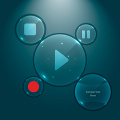 Multimedia user interface glass buttons