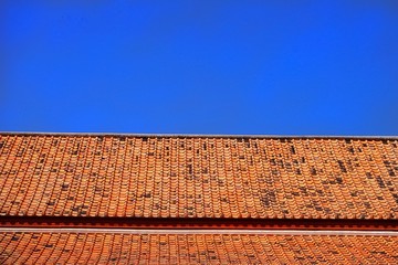 brick wall and blue sky