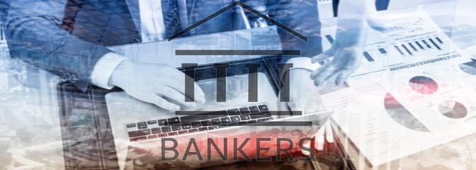 Bankers businessman people on abstract background. Financial concept.