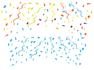 Falling shiny golden confetti background. Bright festive tinsel. Gold glitter confetti flying vector background