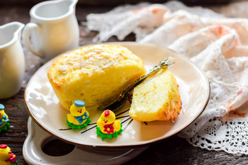 Cottage cheese and semolina casserole.