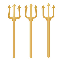 Tridents harpoons. Pitchfork devil set. Trident devil icon