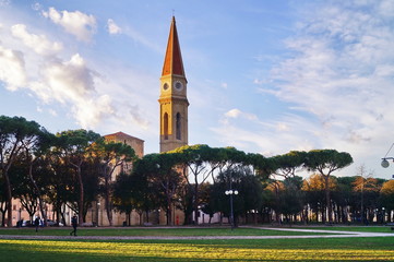 Obraz premium Bell tower of the cathedral of Arezzo, Tuscany, italy