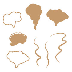 Set of smoke icons. Hand drawn doodle smoke, clouds and fog