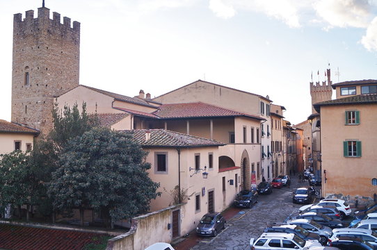 Fototapeta Typical street in the center of Arezzo, Tuscany, Italy