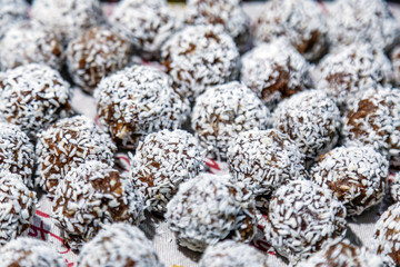 Indian vegan desert, sweet balls close up.