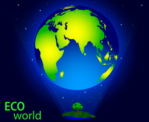 Vector drawing of eco world, saving nature and the environment.