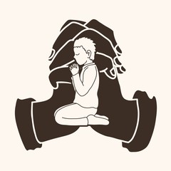 Boy Prayer, Christian praying graphic vector