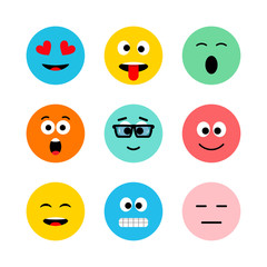 Emotions in flat, cartoon style.