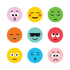 Emotions in flat, cartoon style.