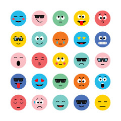 Emotions in flat, cartoon style.