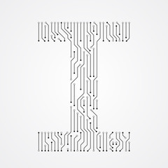 Alphabet I shape digital line design
