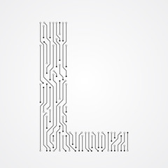 Alphabet L shape digital line design