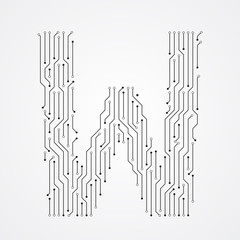 Alphabet W shape digital line design