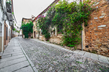 Hospital of Pilgrim Knights street, Caceres historic quarter, Spain