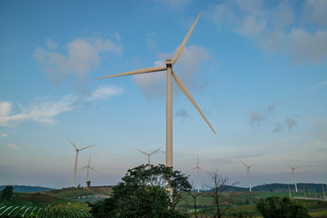 Power generation wind turbine on mountain
