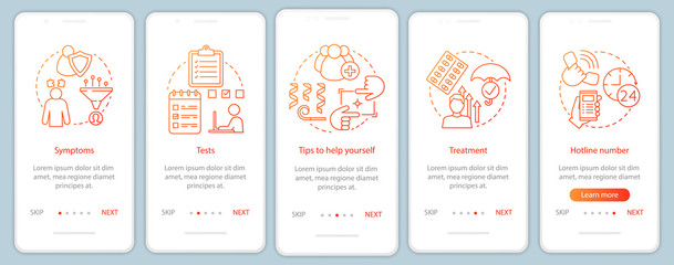Naklejka premium Depression overcoming onboarding mobile app page screen with linear concepts