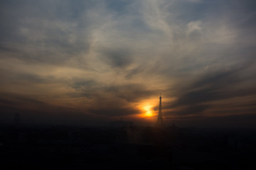 paris hazy sunset