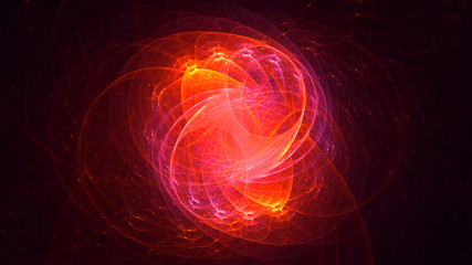 3D rendering abstract red fractal light background