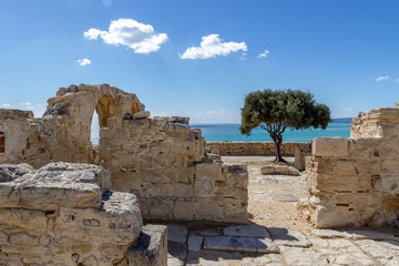 Ruins of ancient Kourion and Mediterranean sea, Limassol, Cyprus