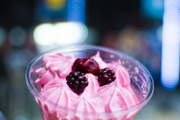 sweet dessert with berries in a cup