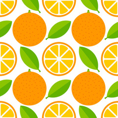 Orange fruits and slices seamless pattern.