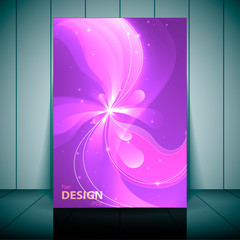 Floral transparent flyer, banner or cover design with colorful abstract design in bright colors and space for your text.