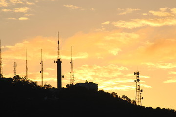 Florianopolis  Nascer do sol no Morro da Cruz, cidade de Florian&oacute;polis, estado de Santa Catarina, Brasil