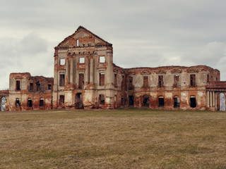Brest, BELARUS - MARCH 18, 2019: Sapeg Palace in Ruzhany. ruins of an old castle