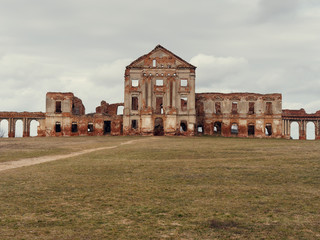 Brest, BELARUS - MARCH 18, 2019: Sapeg Palace in Ruzhany. ruins of an old castle