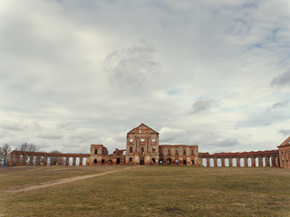 Brest, BELARUS - MARCH 18, 2019: Sapeg Palace in Ruzhany. ruins of an old castle