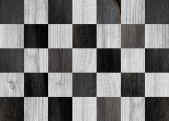 Fototapeta premium Black and white parquet with chess pattern. Texture of wooden boards. Composition of boards for wall decoration. Wooden planks, oak, for flooring. Wood texture for background.