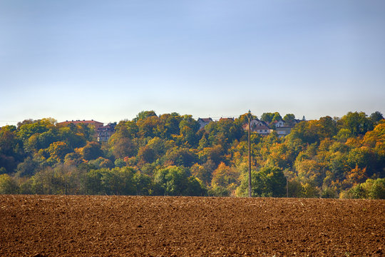 Agricultural fields in autumn, plowing and sowing of winter crops