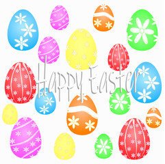 pattern from collection of easter eggs on white background with text