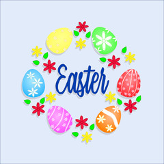 round frame of easter eggs with text. easter