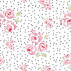 watercolor roses seamless pattern