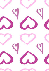 Seamless pattern with handdrawn hearts