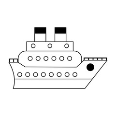 Cruise ship boat symbol in black and white