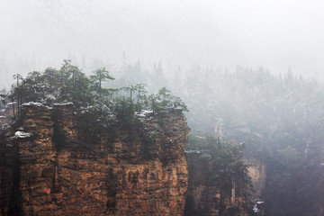 Winter fog in the mountains