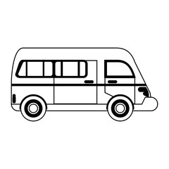 Van vehicle sideview symbol in black and white