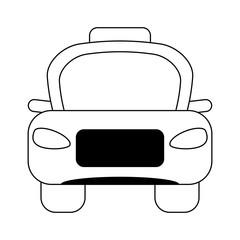 Taxi cab frontview vehicle in black and white