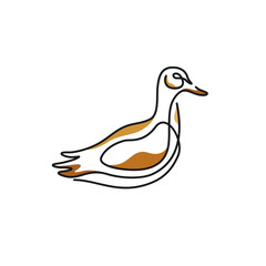 minimalist line art duck logo designs vector, colorful animal logo designs concept